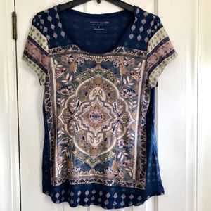 Lucky Brand Scoop Neck Persian Carpet Tee Size L